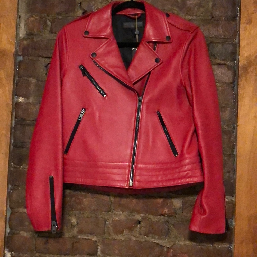Rag & Bone Red Leather Jacket (Chrystie jacket)